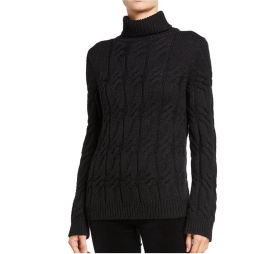 J Brand Sweater Women's‎ Medium Noella 100% Wool Cable Knit Turtleneck Chunky